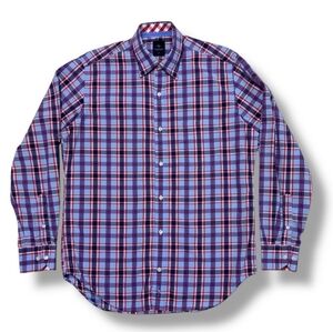 TAILORBYRD Red White Blue Plaid Button Down Shirt